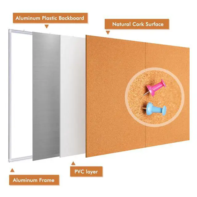 Alt view image 7 of 7 - Large Cork Board 48 x 36 in, Bulletin Board for Walls, 4'x 3' Extra Aluminum Framed Corkboard, Foldable Wall Mounted Pin Memo Notice Cork Board for Office, Home Wall Display