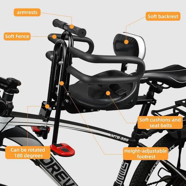 Alt view image 2 of 7 - Kids Bike seat, Kids Front Mounted Bike Seat for Adult Bike