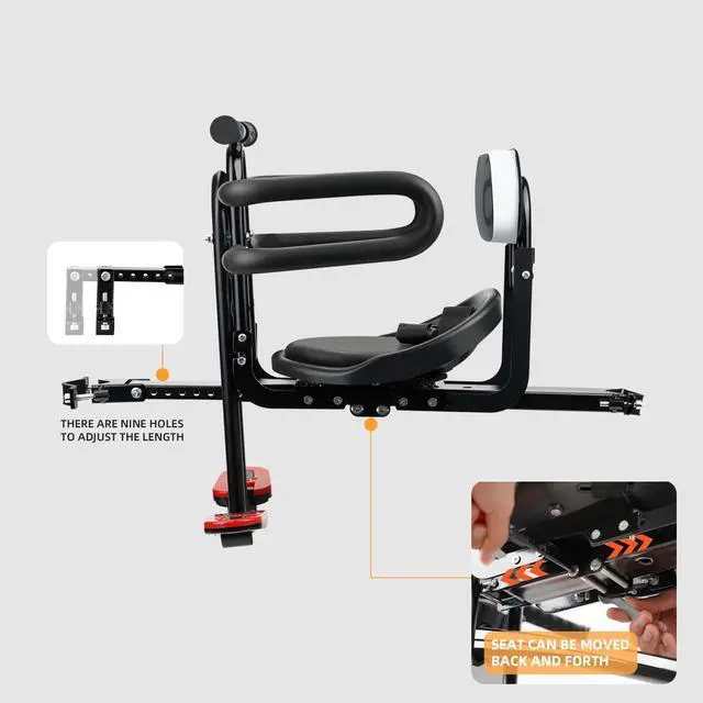 Alt view image 5 of 7 - Kids Bike seat, Kids Front Mounted Bike Seat for Adult Bike