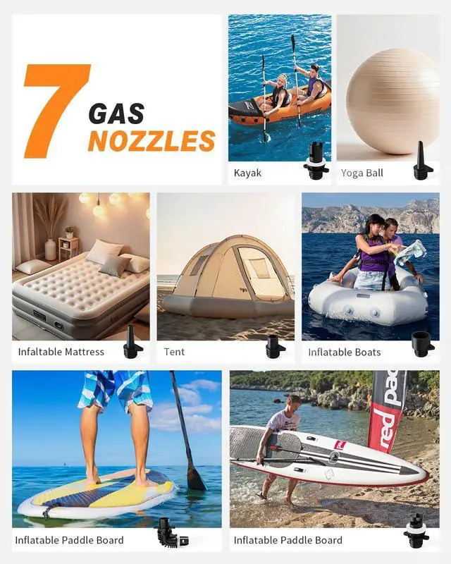 Alt view image 3 of 7 - Paddle Board Pump Electric Portable, 22PSI SUP Pump for Inflatebles | With 12V Car Connector, Inflator&Deflator for Paddleboard,Bed,Boat with Auto-Off Dual Stage Inflation and Kayak Accessories
