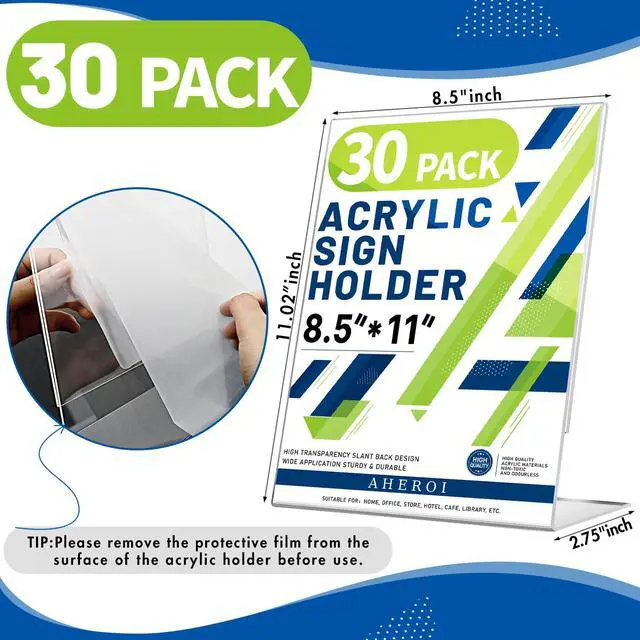 Alt view image 2 of 7 - Acrylic Sign Holder 8.5x11, Plastic Sign Holder Table Frames 30Pcs | Vertical Acrylic Stands for Display,Clear Flyer Display Picture Frame Document Holders for Office School Table Restaurant