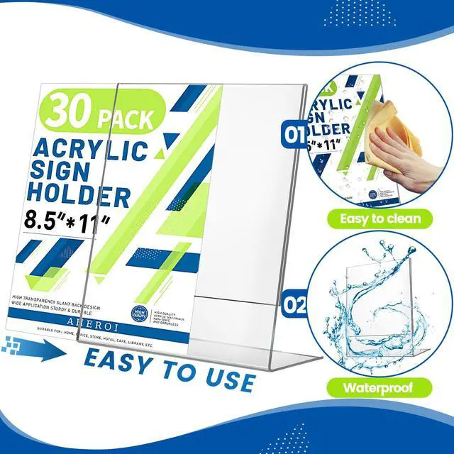 Alt view image 4 of 7 - Acrylic Sign Holder 8.5x11, Plastic Sign Holder Table Frames 30Pcs | Vertical Acrylic Stands for Display,Clear Flyer Display Picture Frame Document Holders for Office School Table Restaurant