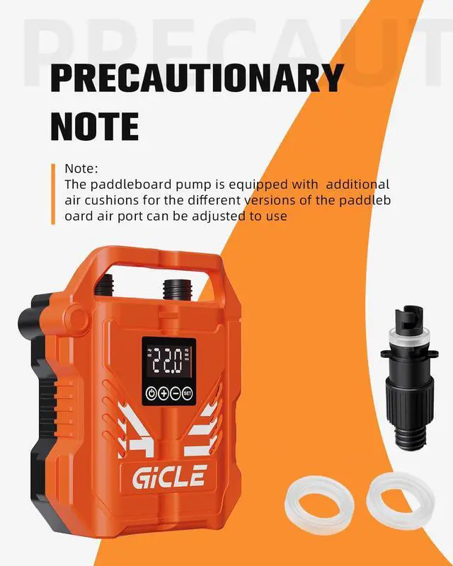 Alt view image 7 of 7 - Paddle Board Pump Electric Portable, 22PSI SUP Pump for Inflatebles | With 12V Car Connector, Inflator&Deflator for Paddleboard,Bed,Boat with Auto-Off Dual Stage Inflation and Kayak Accessories