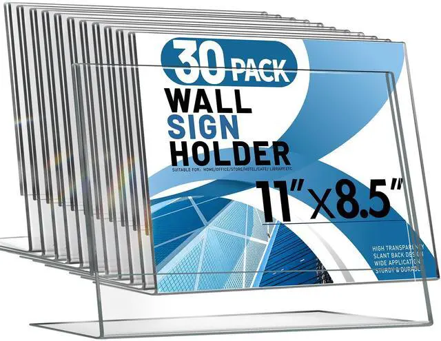 Main image of Acrylic Sign Holder 8.5x11, Plastic Sign Holder Standing Bulk 30Pcs | L-shape Acrylic Stand Sign Holders Horizontal,Clear Menu Holder,Unbreakable Paper Holder Display Stands, Office School Store