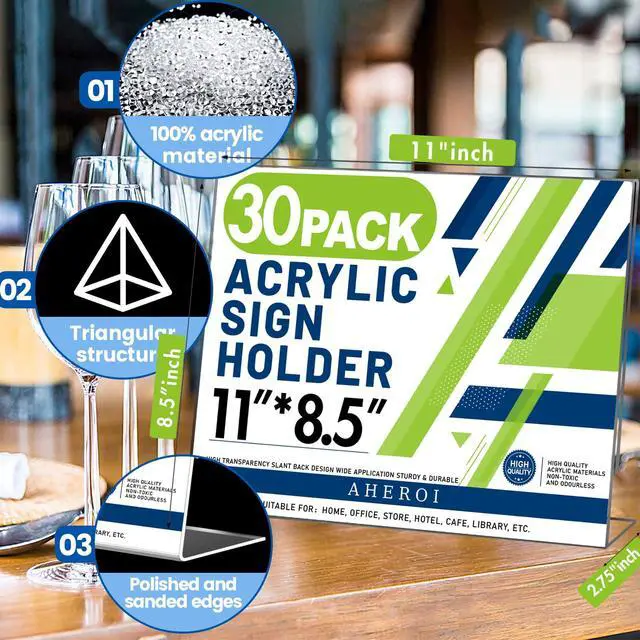 Alt view image 3 of 7 - Acrylic Sign Holder 8.5x11, Plastic Sign Holder Standing Bulk 30Pcs | L-shape Acrylic Stand Sign Holders Horizontal,Clear Menu Holder,Unbreakable Paper Holder Display Stands, Office School Store