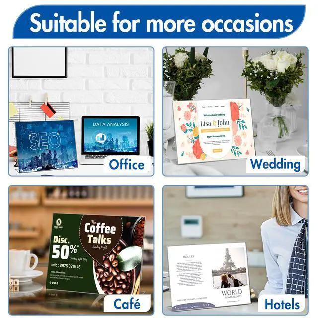Alt view image 6 of 7 - Acrylic Sign Holder 8.5x11, Plastic Sign Holder Standing Bulk 30Pcs | L-shape Acrylic Stand Sign Holders Horizontal,Clear Menu Holder,Unbreakable Paper Holder Display Stands, Office School Store