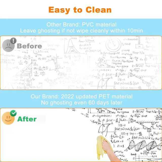 Alt view image 2 of 7 - Dry Erase Wallpaper, Whiteboard Paper for Wall, White Board Sticker Roll for Wall, Dry Erase Contact Paper Stain-Proof Wall Decal, Perfect Replacement for White Board (4x8ft)