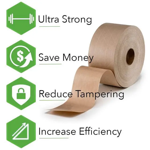 Alt view image 3 of 7 - IPG Water-Activated Tape, 70MM x 100M Refill Roll (8-Pack), Tan
