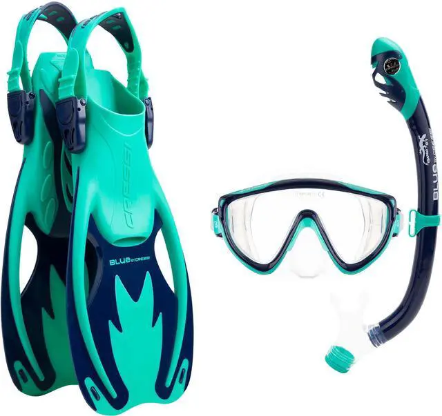 Main image of Kids Snorkeling Set- Short Adjustable Fins, Silicone Mask, and Dry Snorkel- Tinetto Rocks Dry Set- Designed in Italy