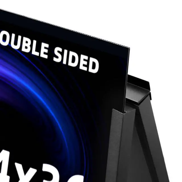 Alt view image 3 of 7 - Heavy Duty Slide-in Folding Sandwich Board A-Frame Sidewalk Sign 24x36 Inch Black Coated Steel Metal Double-Sided Pavement Sign (2 Corrugated Plastic Poster Board)
