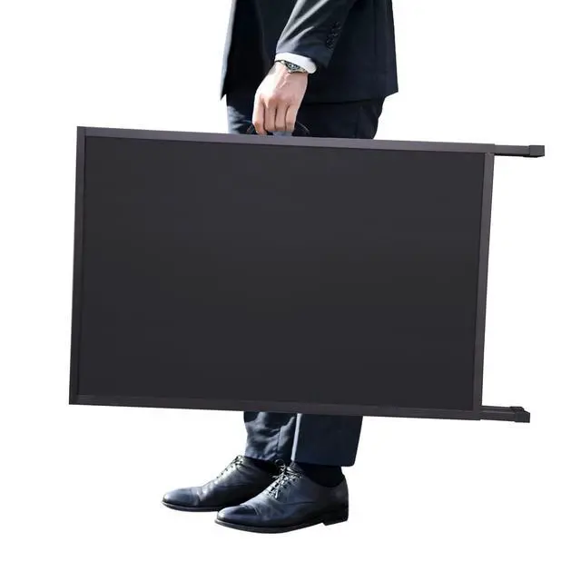 Alt view image 5 of 7 - Heavy Duty Slide-in Folding Sandwich Board A-Frame Sidewalk Sign 24x36 Inch Black Coated Steel Metal Double-Sided Pavement Sign (2 Corrugated Plastic Poster Board)
