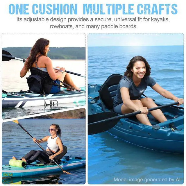 Alt view image 6 of 7 - Kayak Seat Deluxe Padded Fishing Boat Seat Deluxe Sit-On-Top Canoe Seat Cushioned - Comfortable Backrest Support Universal Sit with Adjustable Back Strap Detachable Storage Bag