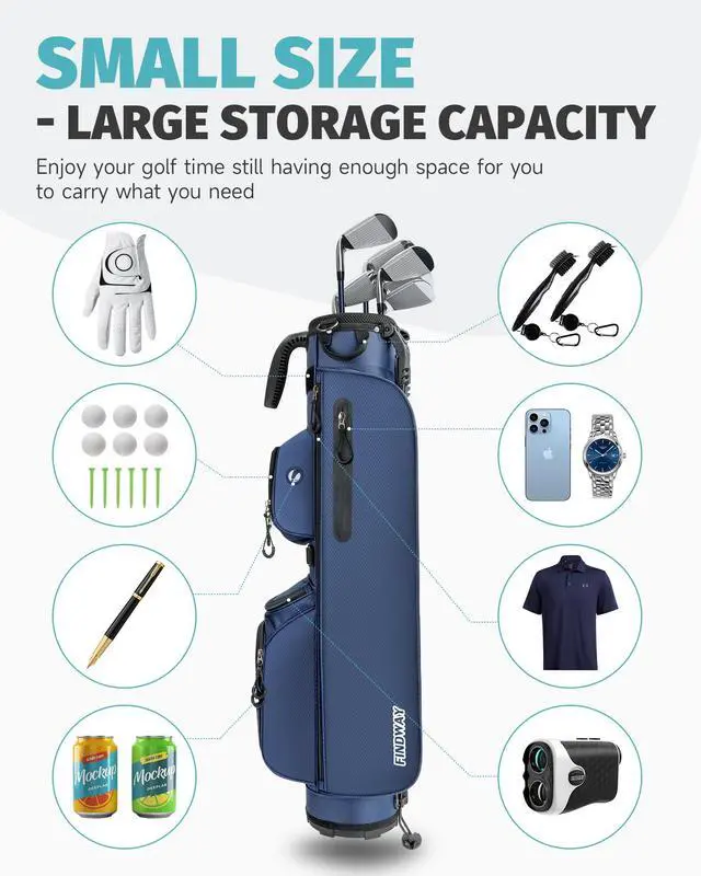 Alt view image 2 of 7 - 3 Way Small Golf Bag Lightweight Pitch and Putt Golf Bag with Stand, Adjustable Dual Straps, Golf Stand Bag for Extra Storage in a Smaller Size, Golf Gifts for Men and Women