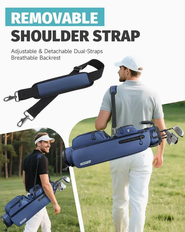 Alt view image 5 of 7 - 3 Way Small Golf Bag Lightweight Pitch and Putt Golf Bag with Stand, Adjustable Dual Straps, Golf Stand Bag for Extra Storage in a Smaller Size, Golf Gifts for Men and Women