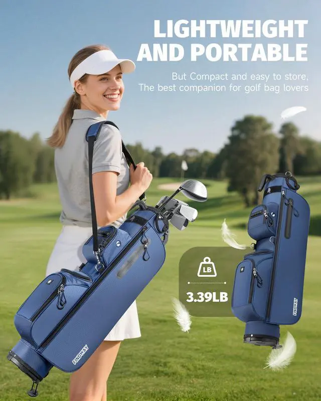 Alt view image 6 of 7 - 3 Way Small Golf Bag Lightweight Pitch and Putt Golf Bag with Stand, Adjustable Dual Straps, Golf Stand Bag for Extra Storage in a Smaller Size, Golf Gifts for Men and Women