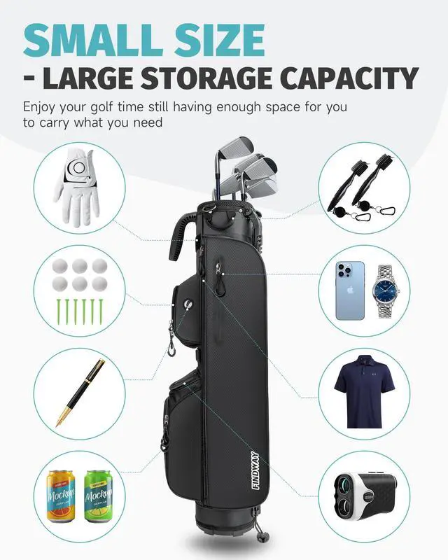 Alt view image 2 of 7 - 3 Way Small Golf Bag Lightweight Pitch and Putt Golf Bag with Stand, Adjustable Dual Straps, Golf Stand Bag for Extra Storage in a Smaller Size, Golf Gifts for Men and Women