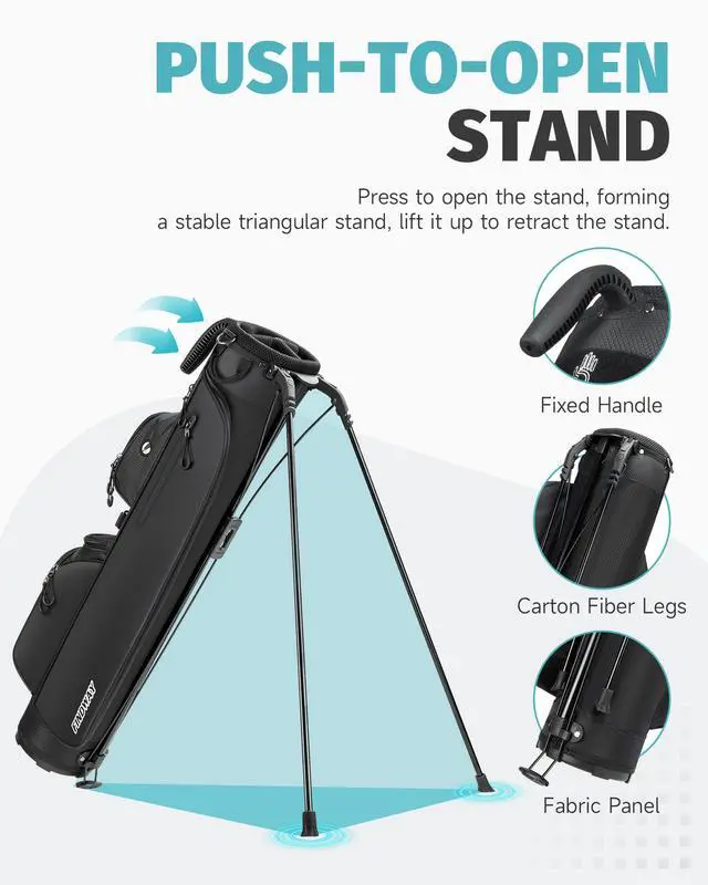Alt view image 4 of 7 - 3 Way Small Golf Bag Lightweight Pitch and Putt Golf Bag with Stand, Adjustable Dual Straps, Golf Stand Bag for Extra Storage in a Smaller Size, Golf Gifts for Men and Women