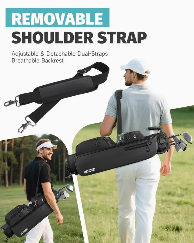 Alt view image 5 of 7 - 3 Way Small Golf Bag Lightweight Pitch and Putt Golf Bag with Stand, Adjustable Dual Straps, Golf Stand Bag for Extra Storage in a Smaller Size, Golf Gifts for Men and Women