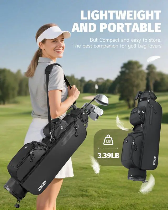 Alt view image 6 of 7 - 3 Way Small Golf Bag Lightweight Pitch and Putt Golf Bag with Stand, Adjustable Dual Straps, Golf Stand Bag for Extra Storage in a Smaller Size, Golf Gifts for Men and Women
