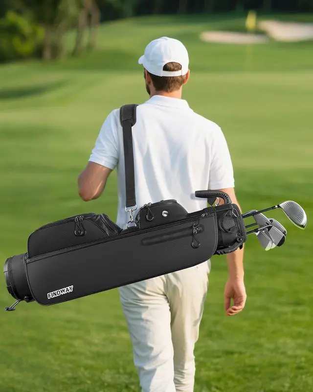 Alt view image 7 of 7 - 3 Way Small Golf Bag Lightweight Pitch and Putt Golf Bag with Stand, Adjustable Dual Straps, Golf Stand Bag for Extra Storage in a Smaller Size, Golf Gifts for Men and Women