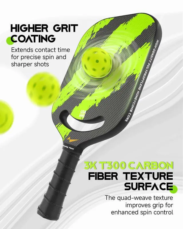 Alt view image 2 of 6 - Ascent Pickleball Paddles| Carbon Fiber Pickleball Racket with Aero Throat | Textured Grit Surface | Hexa Polymer Core | Designed for Swing Speed and Maneuverability
