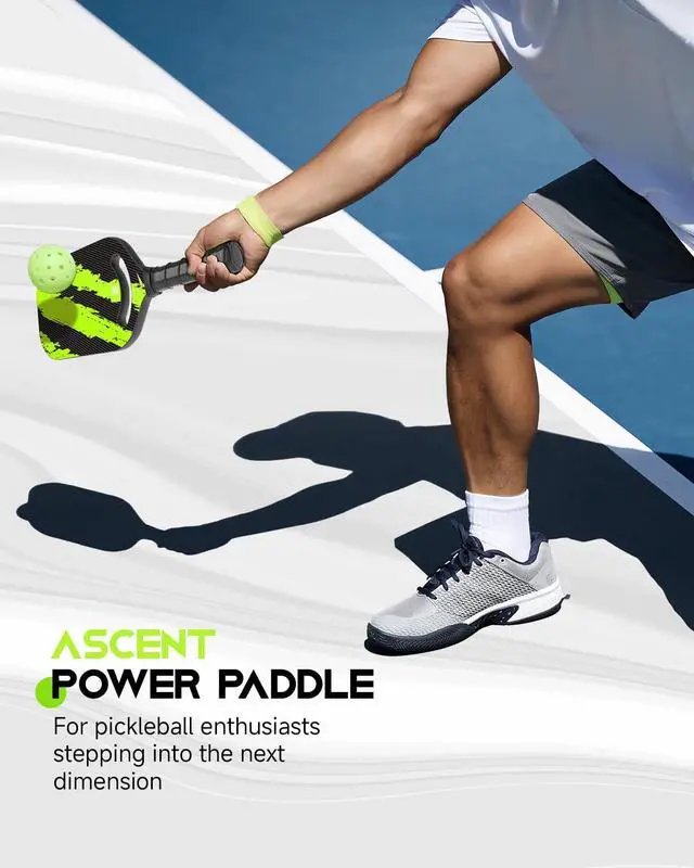 Alt view image 6 of 6 - Ascent Pickleball Paddles| Carbon Fiber Pickleball Racket with Aero Throat | Textured Grit Surface | Hexa Polymer Core | Designed for Swing Speed and Maneuverability