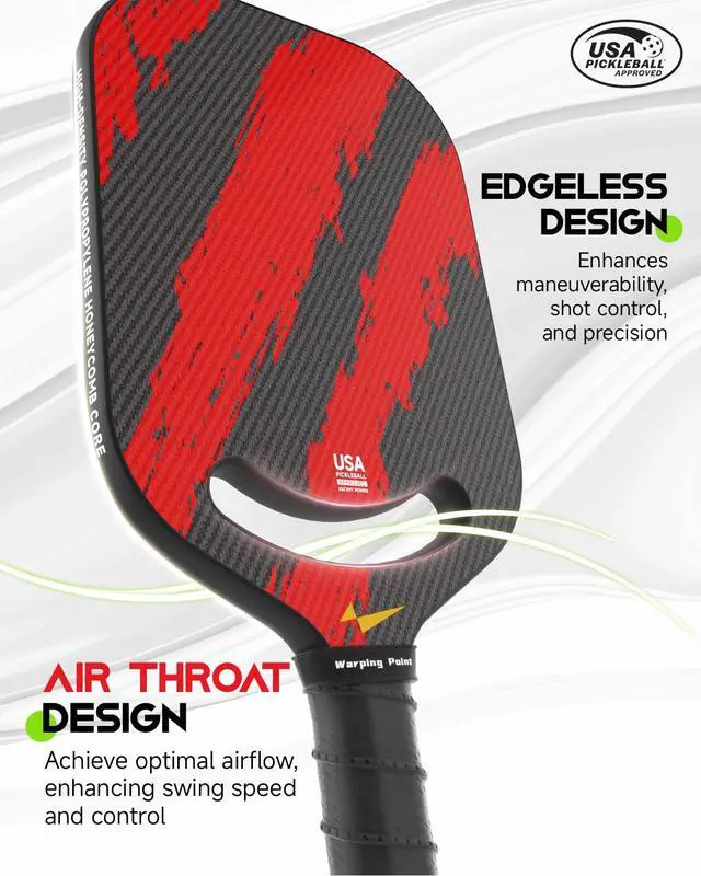 Alt view image 3 of 7 - Ascent Pickleball Paddles| Carbon Fiber Pickleball Racket with Aero Throat | Textured Grit Surface | Hexa Polymer Core | Designed for Swing Speed and Maneuverability