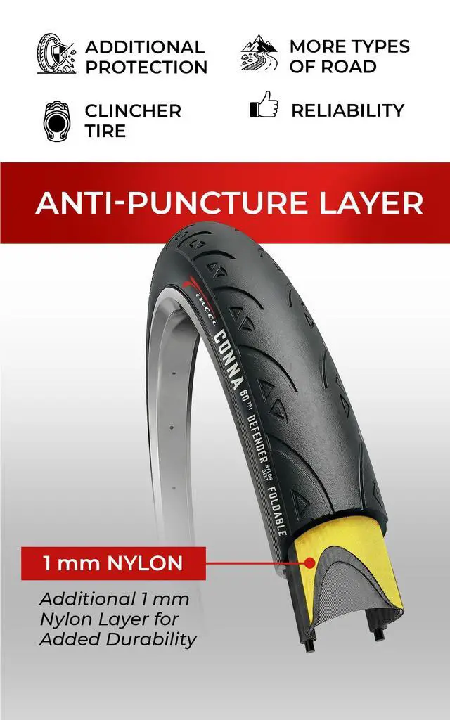 Alt view image 3 of 7 - Set 700x23c Tires Road Bike with 2X Bicycle Inner Tubes 700c - Racing 23-622 1mm Puncture Proof Bike Tires & 60mm Presta Tube - 700c Bike Tire for Folding, Touring, Gravel, E Bikes, Bicycle