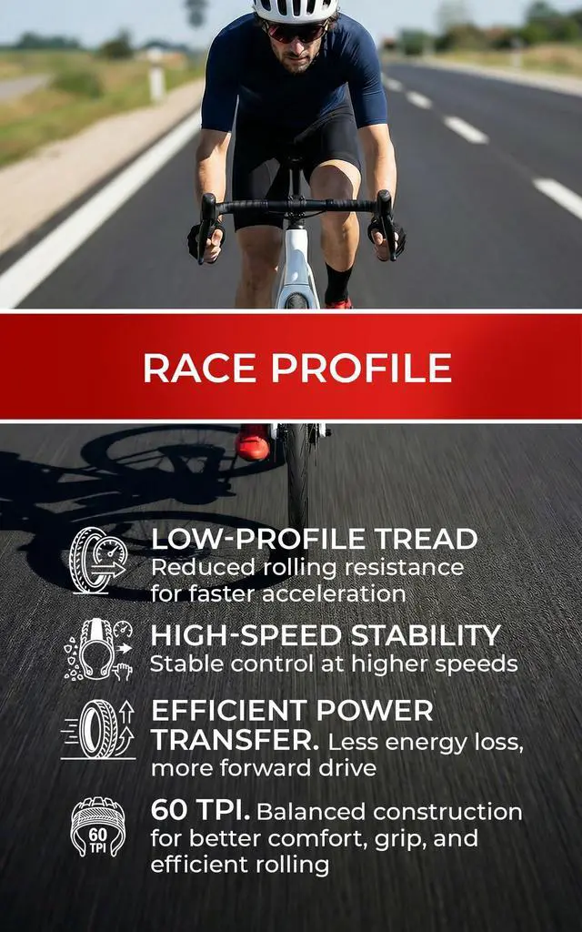 Alt view image 4 of 7 - Set 700x23c Tires Road Bike with 2X Bicycle Inner Tubes 700c - Racing 23-622 1mm Puncture Proof Bike Tires & 60mm Presta Tube - 700c Bike Tire for Folding, Touring, Gravel, E Bikes, Bicycle