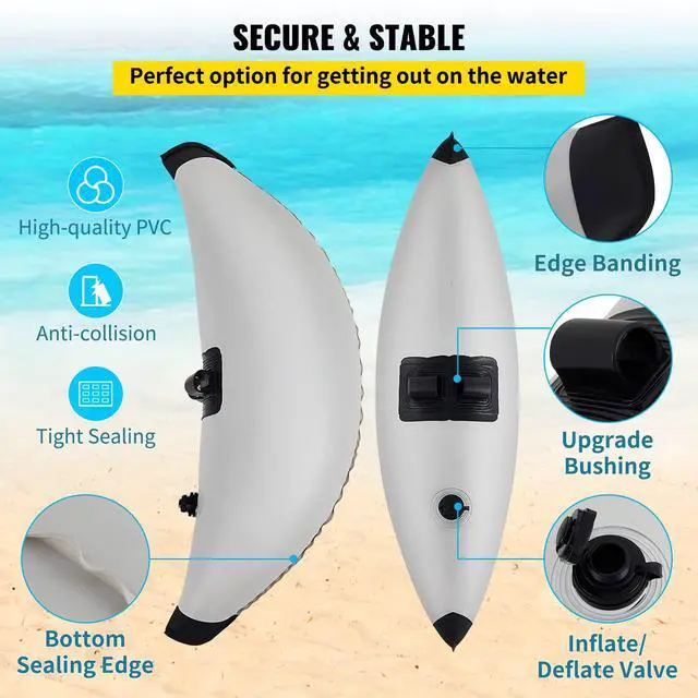 Alt view image 4 of 7 - Kayak Stabilizers, 2 PCS, PVC Inflatable Kayak Outrigger Float with Sidekick Arms Rod, Standing Float Stabilizer System Kit for Kayaks, Canoes, Fishing Boats