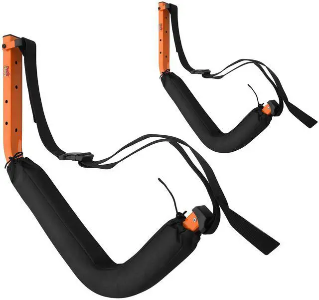 Main image of Kayak Storage Hooks - Set of 2 Wall Mount Garage Hangers - 125lbs Capacity Rack for Paddleboards, Surfboards, or Snowboards by (Orange)