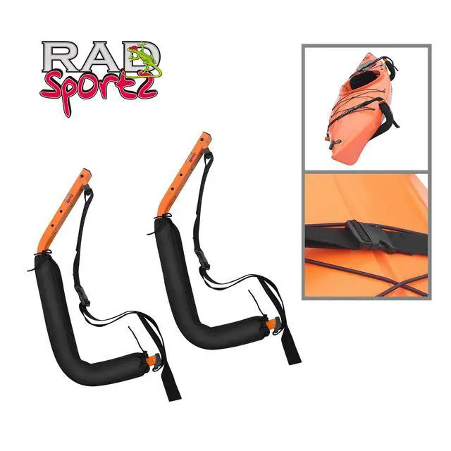 Alt view image 5 of 7 - Kayak Storage Hooks - Set of 2 Wall Mount Garage Hangers - 125lbs Capacity Rack for Paddleboards, Surfboards, or Snowboards by (Orange)