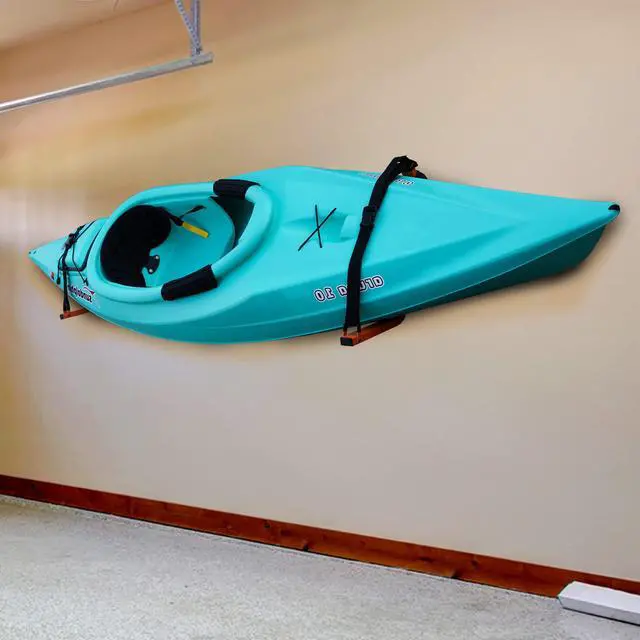 Alt view image 7 of 7 - Kayak Storage Hooks - Set of 2 Wall Mount Garage Hangers - 125lbs Capacity Rack for Paddleboards, Surfboards, or Snowboards by (Orange)
