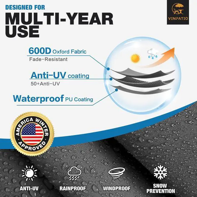 Alt view image 2 of 7 - Kayak Cover 600D, Waterproof Full Coverage Canoe Cover with Zipper, Kayak Covers for Outdoor Storage, Heavy-Duty UV Protection and Tear & Dust Resistant for 13 ft Fishing Boats & Paddle Boards