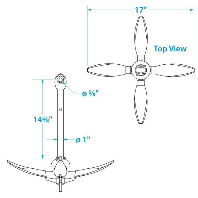 Alt view image 7 of 7 - Folding Grapnel Anchor For Small Craft and Dinghies Multiple Sizes