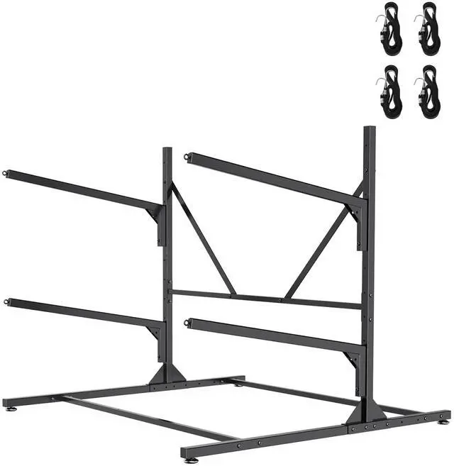 Main image of Kayak Storage Rack, Heavy Duty Freestanding Kayak Rack for Garage and Outdoor Storage, Kayak Stand Adjustable for Kayak, Canoe, Surfboard and Paddle Board, 2-Layer