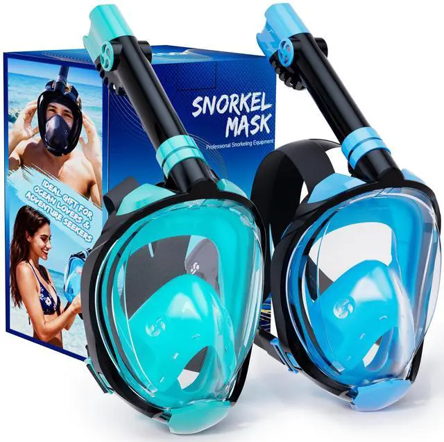 Main image of WSTOO Full Face Snorkel Mask, Dry Top Snorkeling Gear for Adults, 180° Panoramic Foldable Design with Camera Mount, Safe Mouth/Nose Breathing, Anti-Fog & Anti-Leak