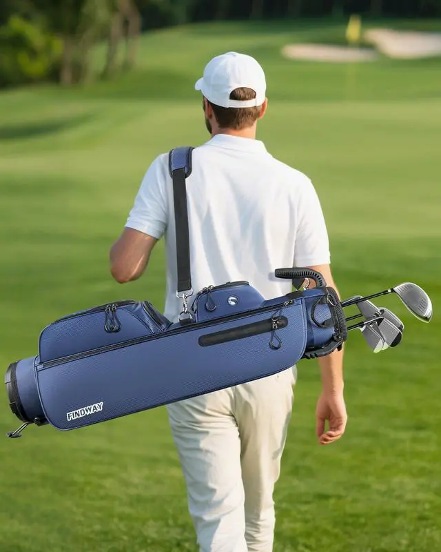 Alt view image 7 of 7 - 3 Way Small Golf Bag Lightweight Pitch and Putt Golf Bag with Stand, Adjustable Dual Straps, Golf Stand Bag for Extra Storage in a Smaller Size, Golf Gifts for Men and Women