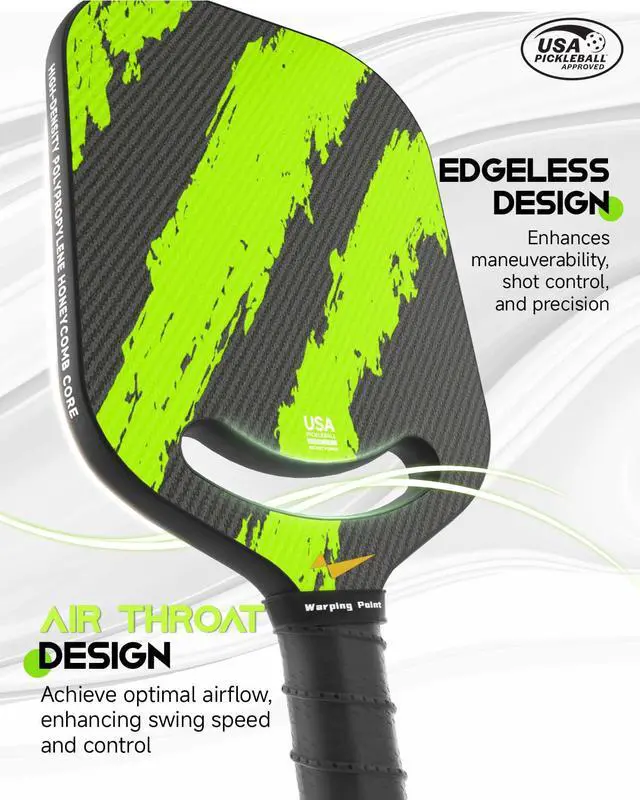 Alt view image 3 of 6 - Ascent Pickleball Paddles| Carbon Fiber Pickleball Racket with Aero Throat | Textured Grit Surface | Hexa Polymer Core | Designed for Swing Speed and Maneuverability