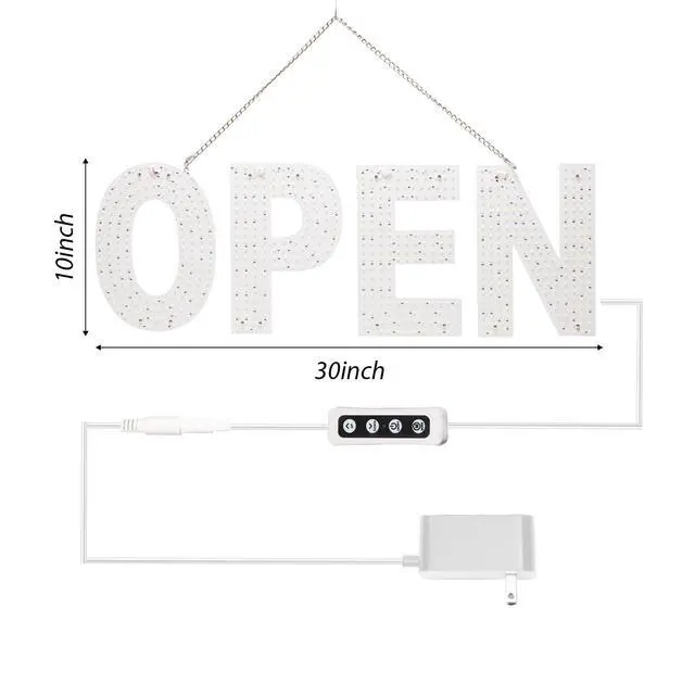Alt view image 4 of 6 - LED Open Signs for Business, 30"x10" Dimmable Brightness Large Electric Light Up Sign, Hanging Installation for Store Restaurant Office Bar Hotel Salon (Red&White&Blue)