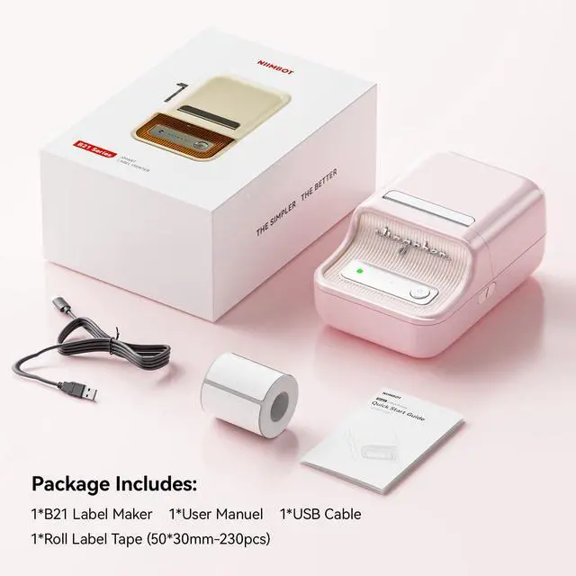 Alt view image 7 of 7 - B21 Label Maker, 2 Inch Bluetooth Thermal Label Printer, Pink | Retro Sticker Printer, for Address, Logo, Canning Jar, Candle, Mailing,Gift, Compatible with Phones and PC