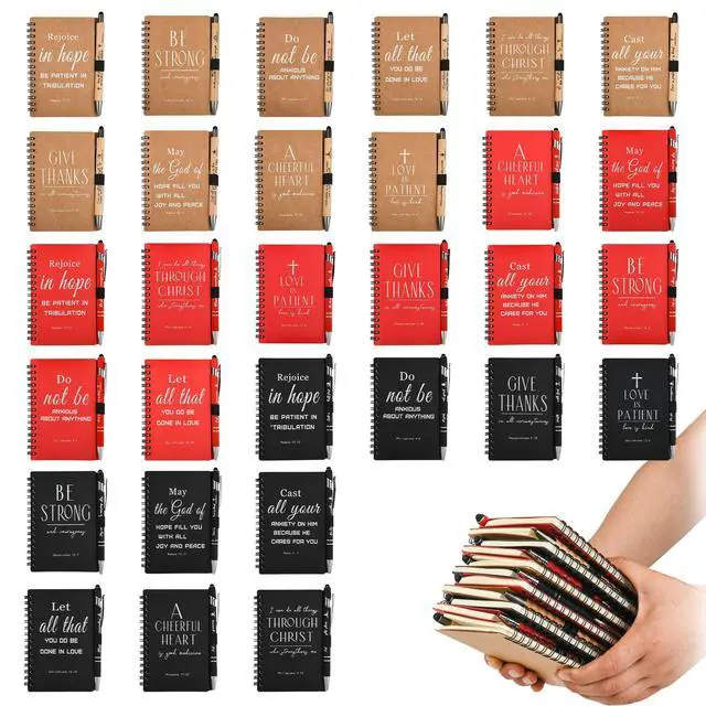 Alt view image 2 of 2 - Christian Prayer Journal Spiral Notebooks Bulk with Pens - Small Lined Notepads (4.13x5.43) - Christian Gifts for Women,Church Members & Bible Study Groups (60 sets multicolor)