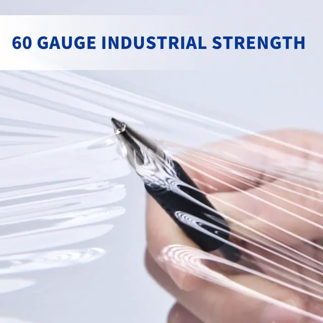 Alt view image 5 of 7 - 12Rolls Stretch Wrap Film 4" x 1000Ft Shrink Wrap Roll with Handle, 60 Gauge Thick Durable Self-Adhering Clear Plastic Wrap Industrial Strength Pallet Shrink for Moving, Packing