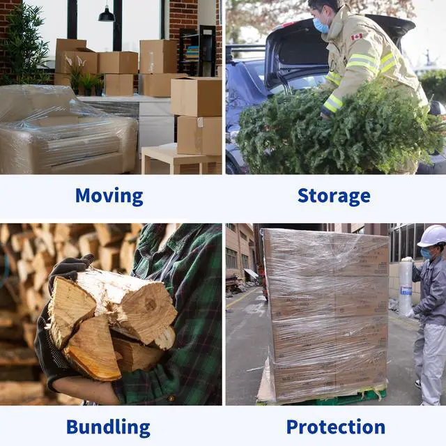Alt view image 4 of 7 - 12Rolls Stretch Wrap Film 4" x 1000Ft Shrink Wrap Roll with Handle, 60 Gauge Thick Durable Self-Adhering Clear Plastic Wrap Industrial Strength Pallet Shrink for Moving, Packing