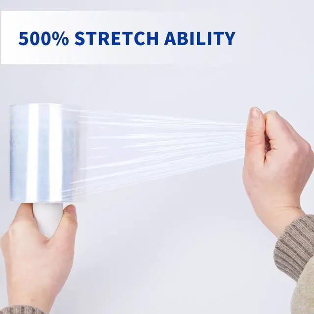Alt view image 6 of 7 - 12Rolls Stretch Wrap Film 4" x 1000Ft Shrink Wrap Roll with Handle, 60 Gauge Thick Durable Self-Adhering Clear Plastic Wrap Industrial Strength Pallet Shrink for Moving, Packing