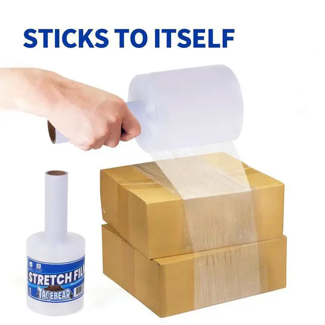 Alt view image 7 of 7 - 12Rolls Stretch Wrap Film 4" x 1000Ft Shrink Wrap Roll with Handle, 60 Gauge Thick Durable Self-Adhering Clear Plastic Wrap Industrial Strength Pallet Shrink for Moving, Packing