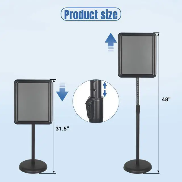 Alt view image 2 of 6 - 3PACK Sign Stand Holder Floor Sign Holder with Base for 8.5x11 inches,Both Vertical & Horizontal View Displayed,Snap-Open Frame with Safety Corner for School Church,Black