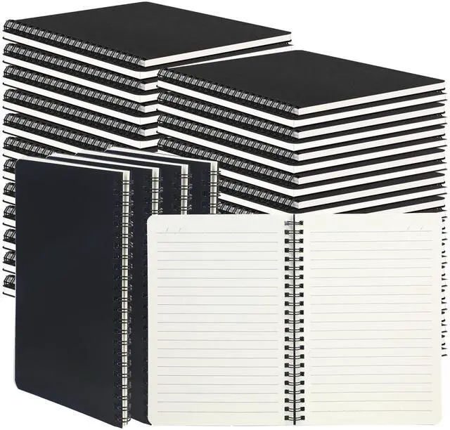 Main image of 60 Packs A5 Spiral Notebooks, Black Ruled Notebooks Bulk, 8.0"×5.6", 60 Sheets/120 Pages, Hardcover Lined Journal Notepad Travel Notebooks for Office and Back to School Supplies