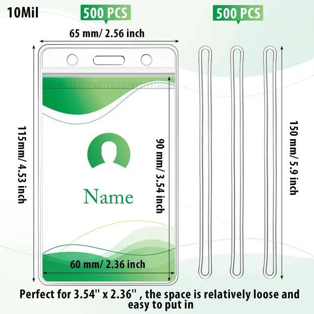 Alt view image 2 of 7 - 500 Pack Clear Luggage Tags Bulk Bag Tag Badge Holder for Suitcases Waterproof Zip Identification ID Card Holder with Clear Loop Straps Business Travel and Office Supplies (10 Mil)