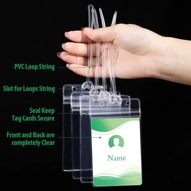 Alt view image 3 of 7 - 500 Pack Clear Luggage Tags Bulk Bag Tag Badge Holder for Suitcases Waterproof Zip Identification ID Card Holder with Clear Loop Straps Business Travel and Office Supplies (10 Mil)